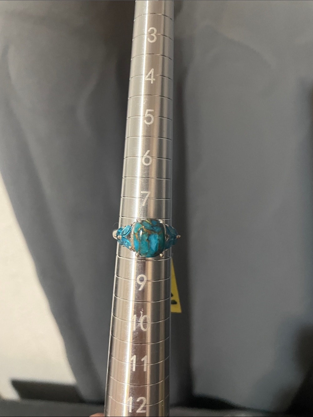 Turquoise Stone Silver Women's Ring - Blue Turquoise Accent Size 8